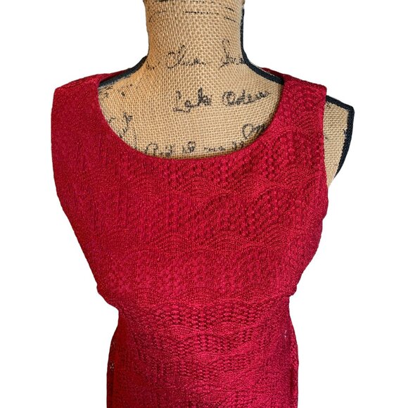 ✌️ 2/$40 ✌️ Red Lace Mid Length Sleeveless Dress sz 6 - Picture 2 of 6